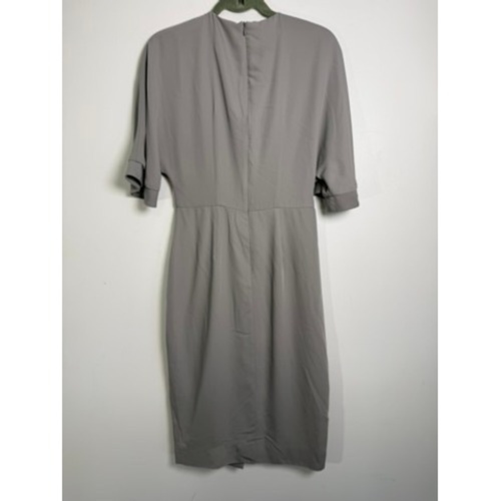 TY-LR Wrap Midi Dress Womens XS Grey V-Neck Short Sleeve Minimalist Professional - Picture 5 of 12